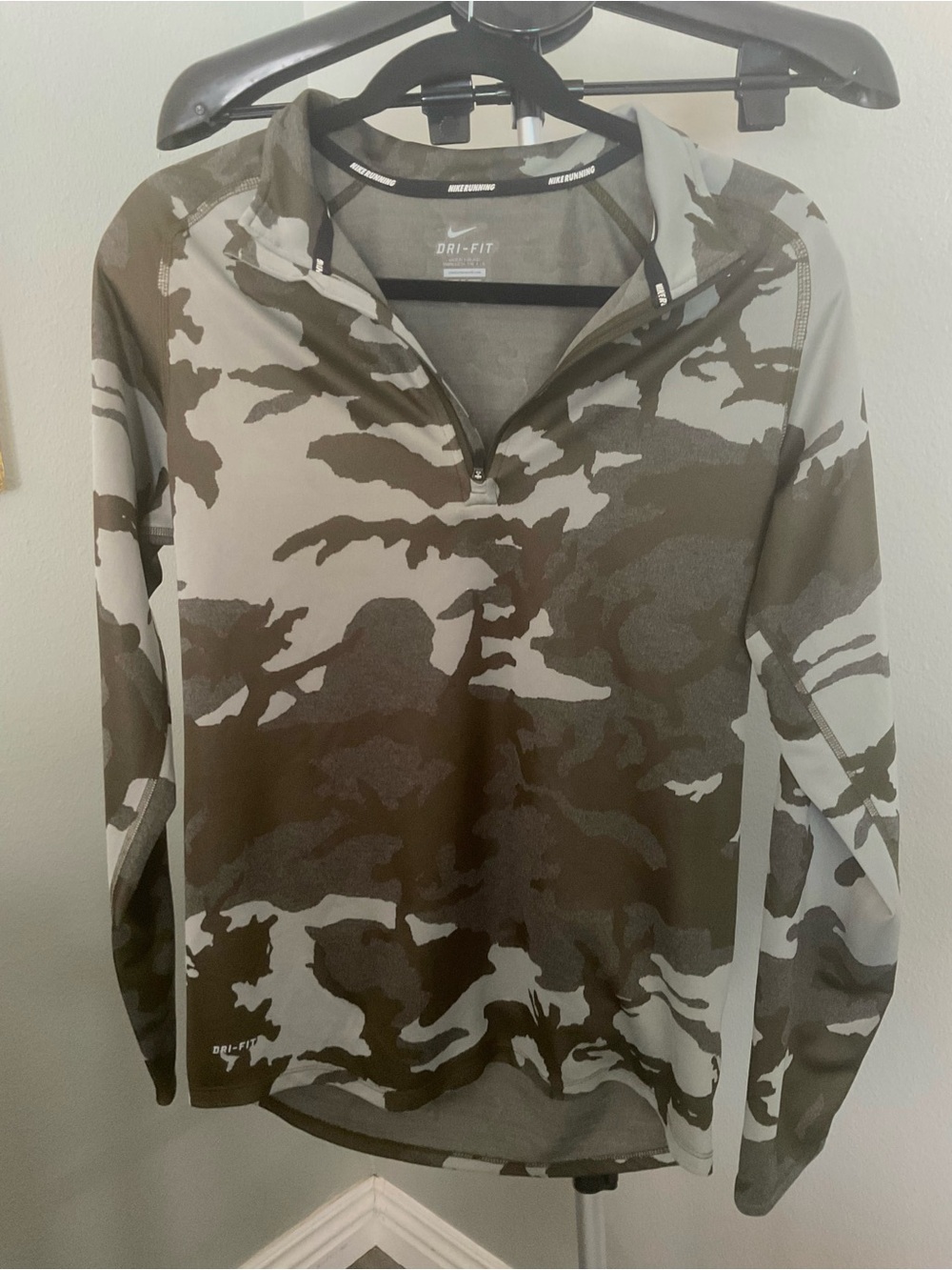 Nike Men’s Running Dri-FIT Camo Quarter-Zip Pullover Top